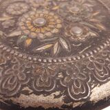 Large vintage waffle metal box 1960 deco flowers