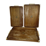 3 pull-out trays in teak and ebony bone marquetry