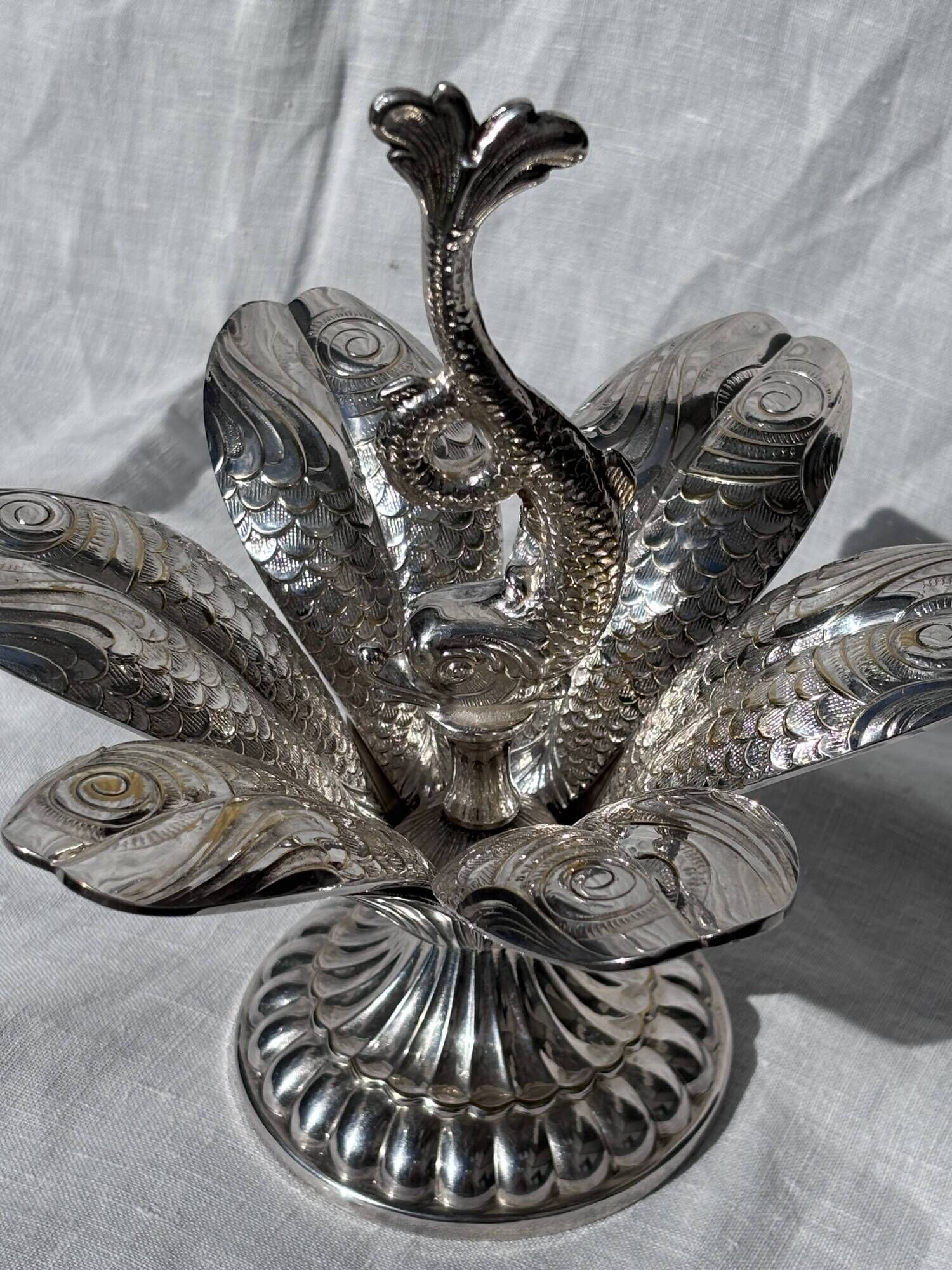 Caviar service flower of Poseidon in silver-plated metal Christofle finial