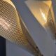 Elegant Chandelier with Six Arms, Perforated Metal Shade, Midcentury Modern