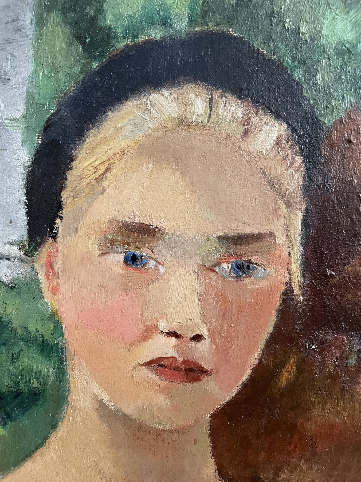 Portrait de femme, Huile sur toile, Th. Lantz
