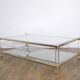 Table basse vintage en lucite metal et verre 1960