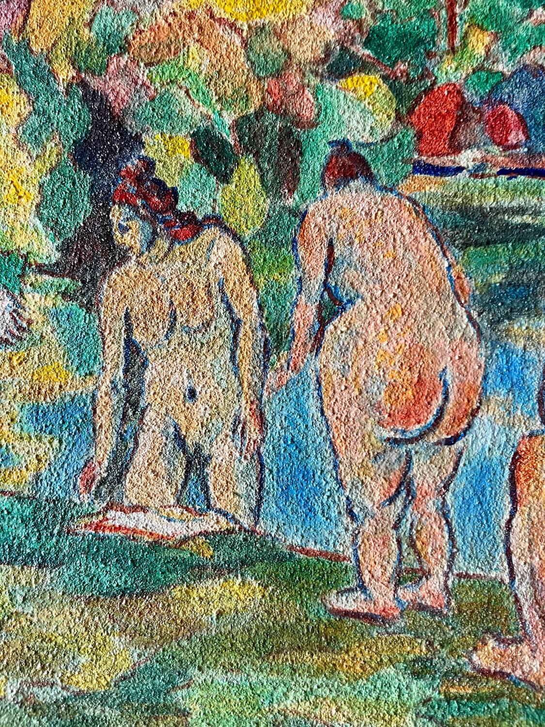 Paul Senac Oil on canvas Bathers old painting