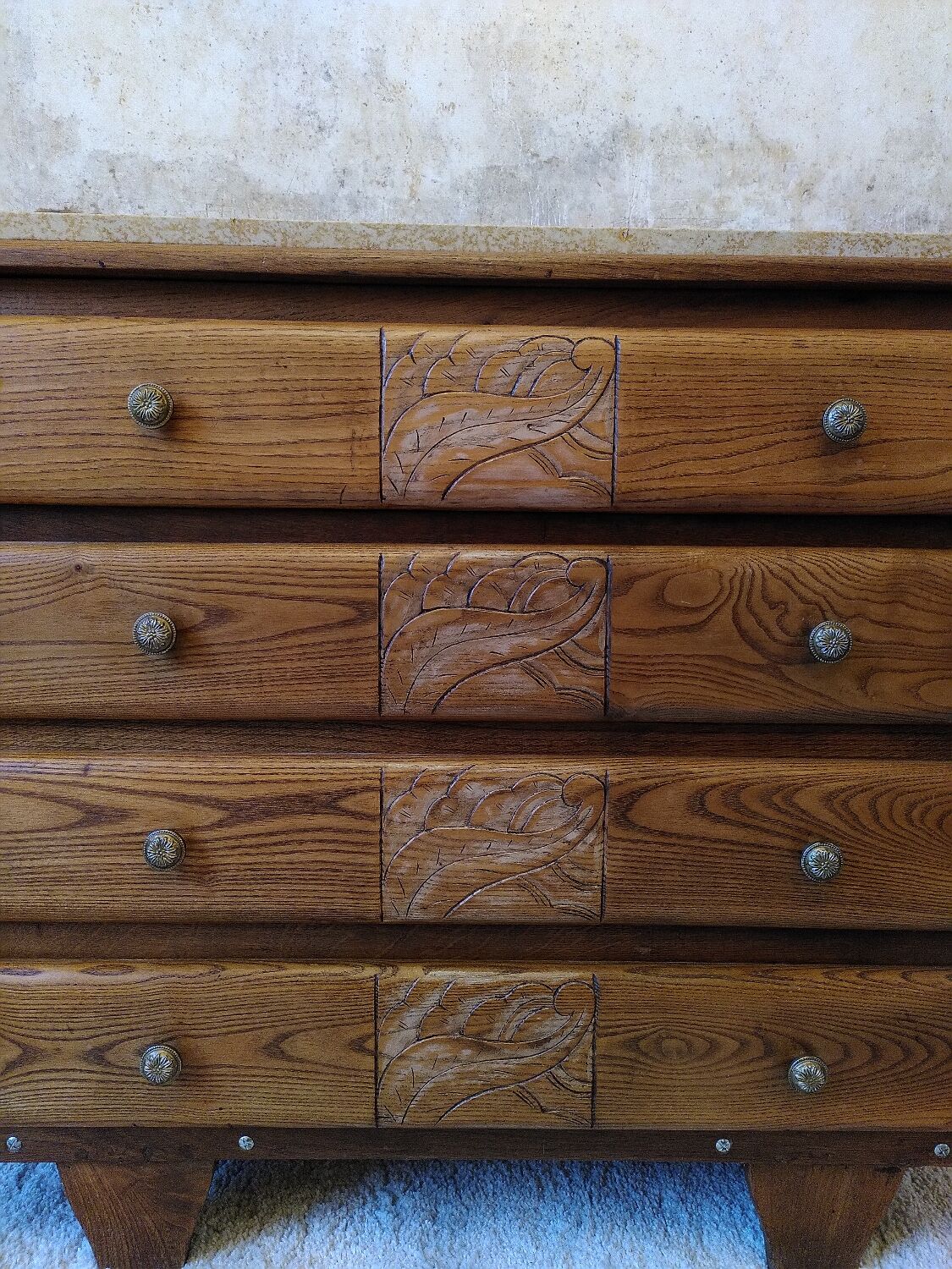 Art Deco chest of drawers, marble top