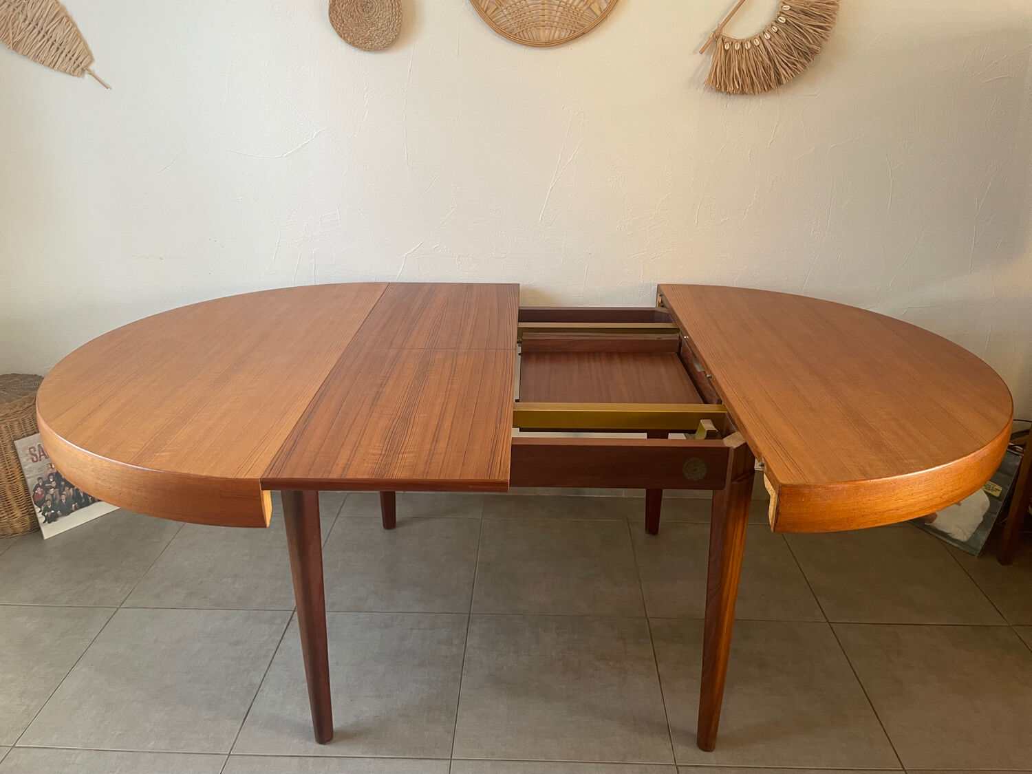 Table en teck vintage NF 2 rallonges