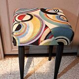 Wooden stool, upholstery restoration, 20th century, occasional furniture