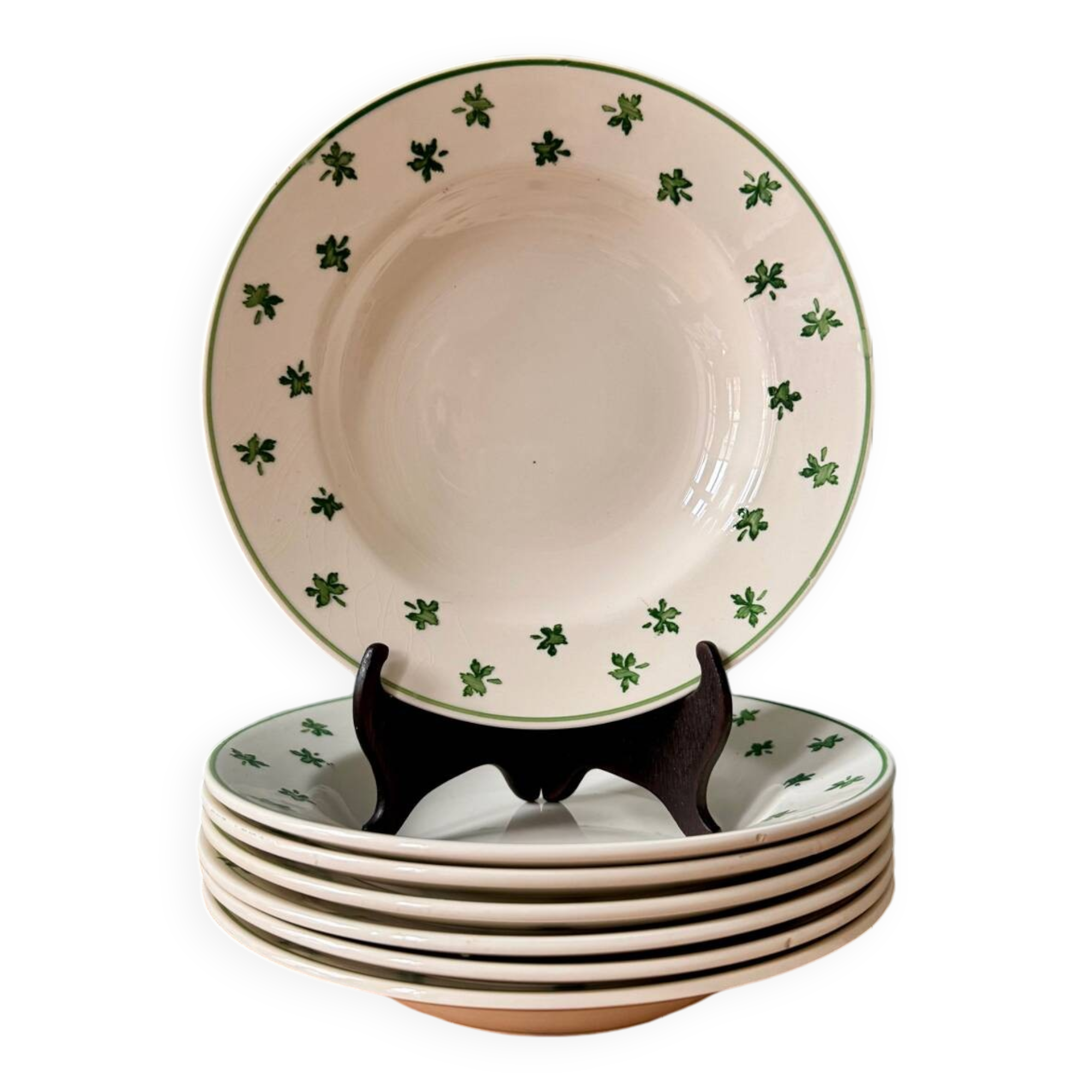 Set of 7 Digoin Sarreguemines earthenware soup plates