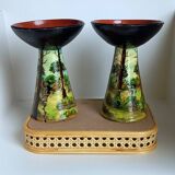 Pair of glazed Basque pottery signed G. Defly - 1950s.