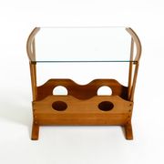 Beautiful mid-century modern side table with magazine rack, made of ash woo