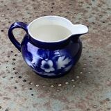 Milk jug with blue and gold peony pattern, made in England,