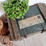 Old green military crate or trunk