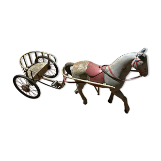 Sheet metal pedal horse with sulky chariot