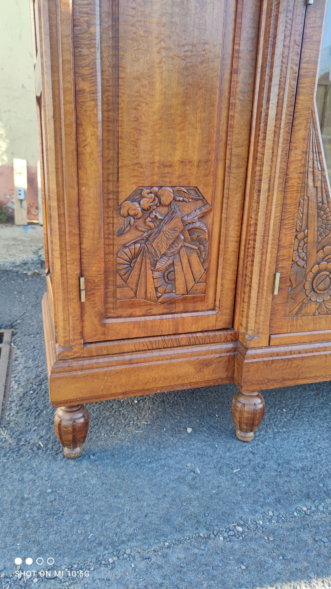Bibliothèque de bureau 1925 en acajou ondé massif