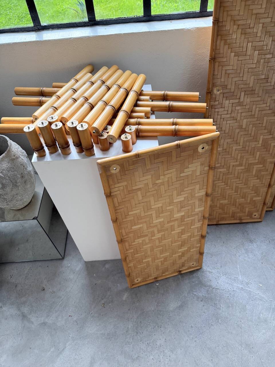 Large rattan shelf 1960