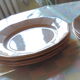 Set of eight pink plates in digoin sarreguemines