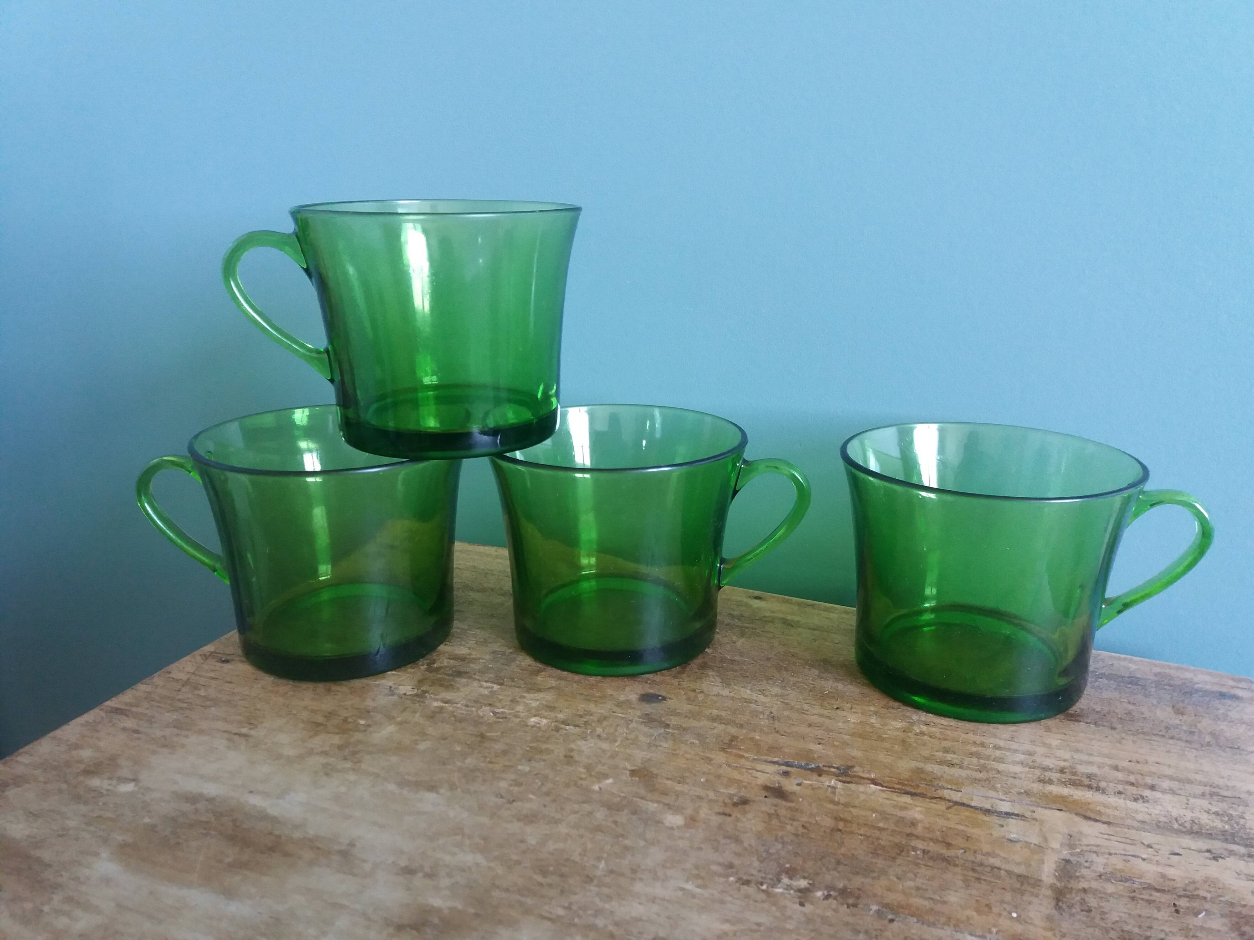 Duralex green glass cups, large format