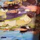 vraie peinture paysage étang 80 cm