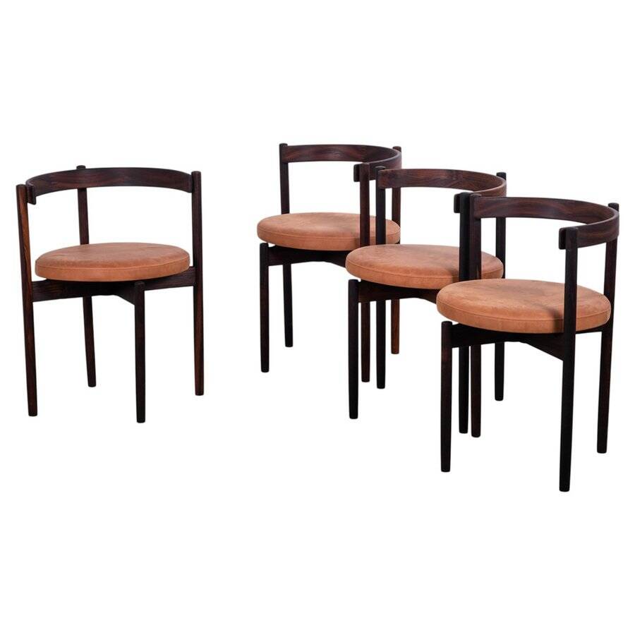 Dining Chairs in Rosewood attributed to Hugo Frandsen for Børge M.S, Denmark, 1964, Set of 4