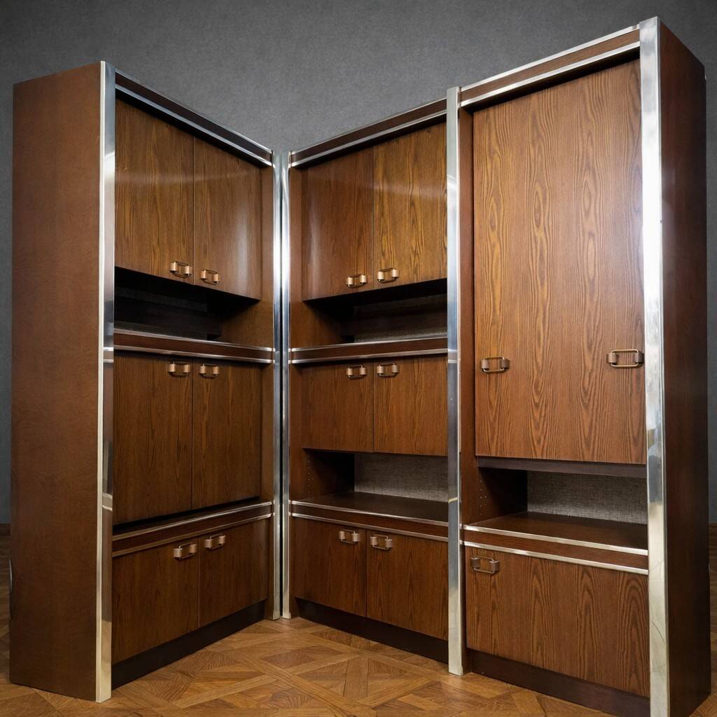 Scandinavian furniture in two modules – Rosewood and chrome metal – Sweden "U"