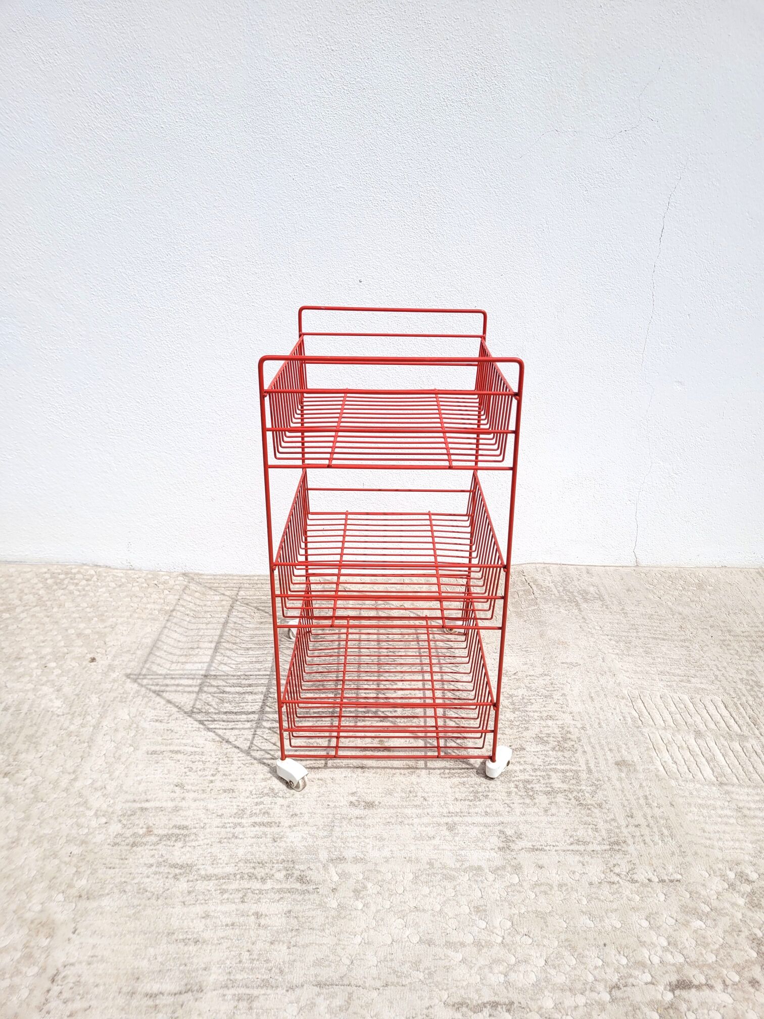 Dessert or small shelf with vintage wheels