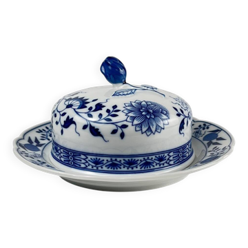 Rare Large Round Butter Dish Hutschenreuther Blue Onion Porcelain Germany