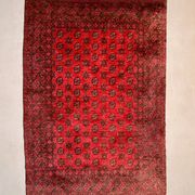 Vintage Afghan Turkoman village rug 195x280 cm, red, black tribal large