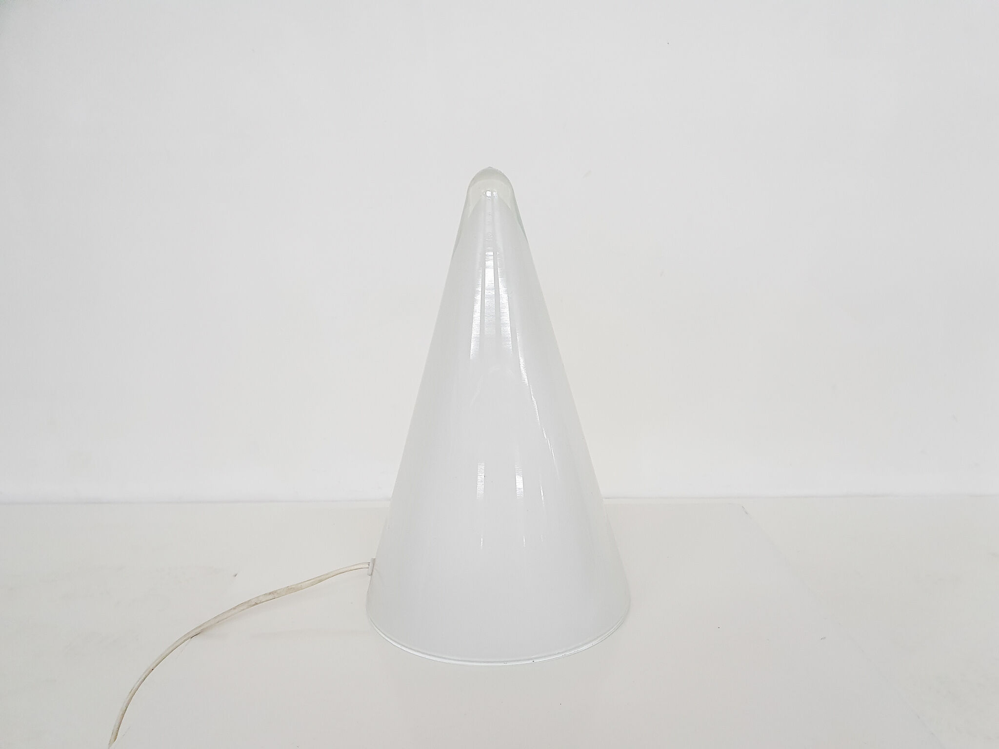 Milk glass pyramid table lamp "Teepee" by SCE France