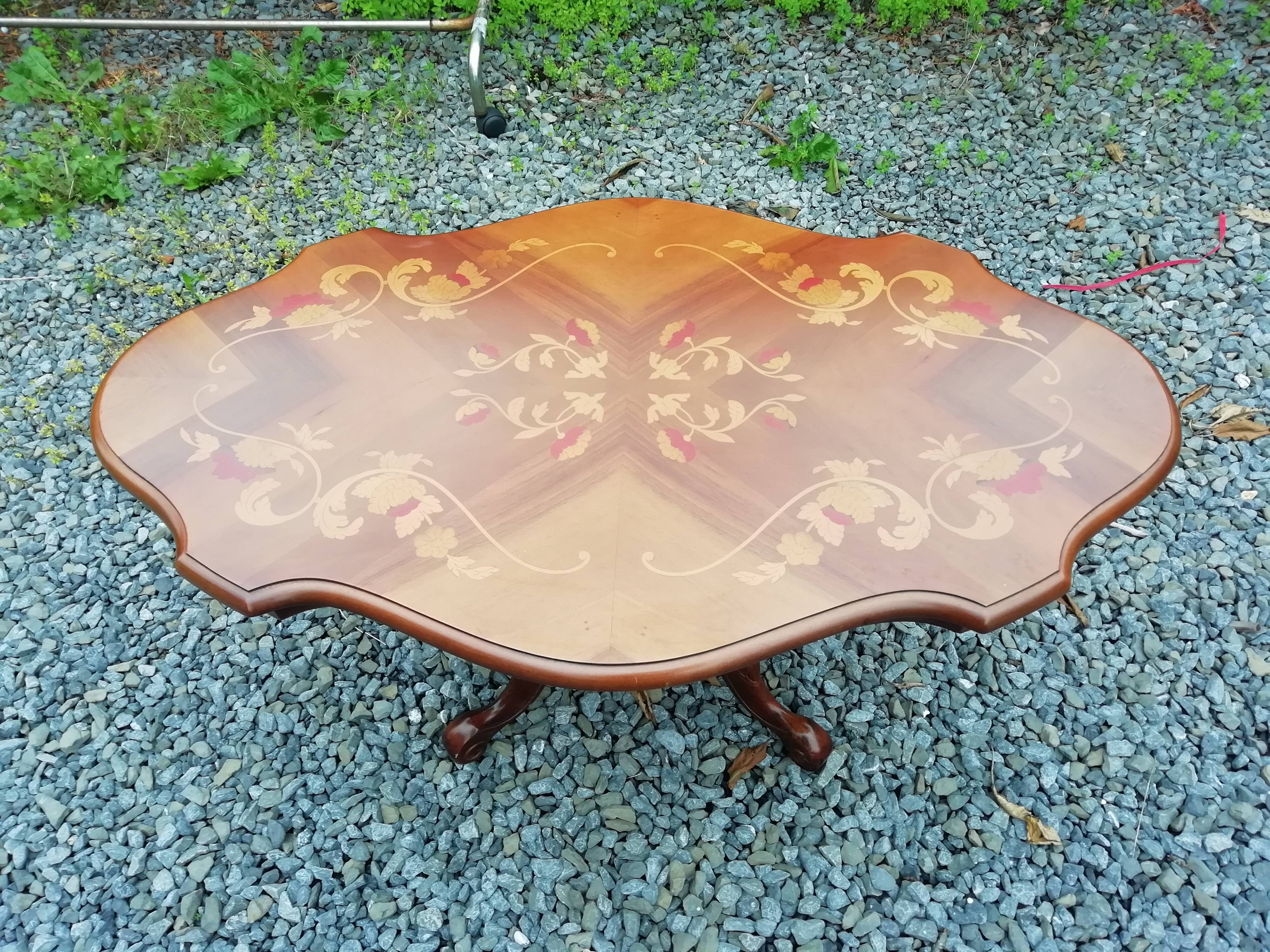 Coffee table with marquetry top