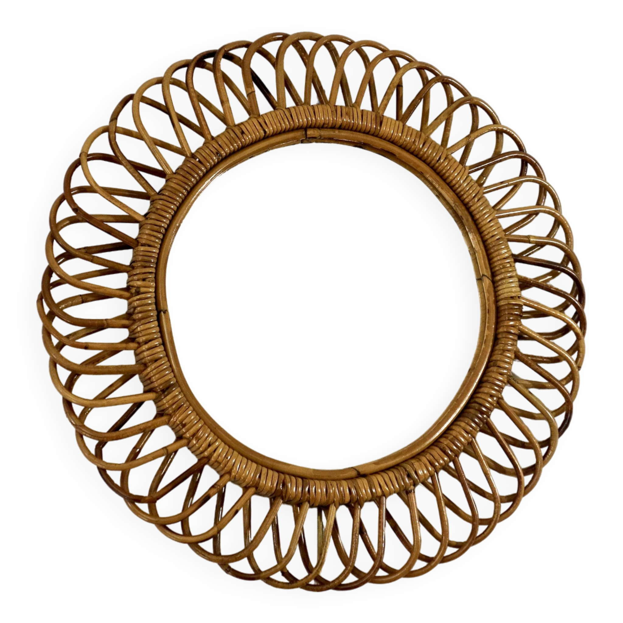 Rattan and bamboo mirror attributed to Franco Albini, Italy 1960's