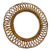 Rattan and bamboo mirror attributed to Franco Albini, Italy 1960's