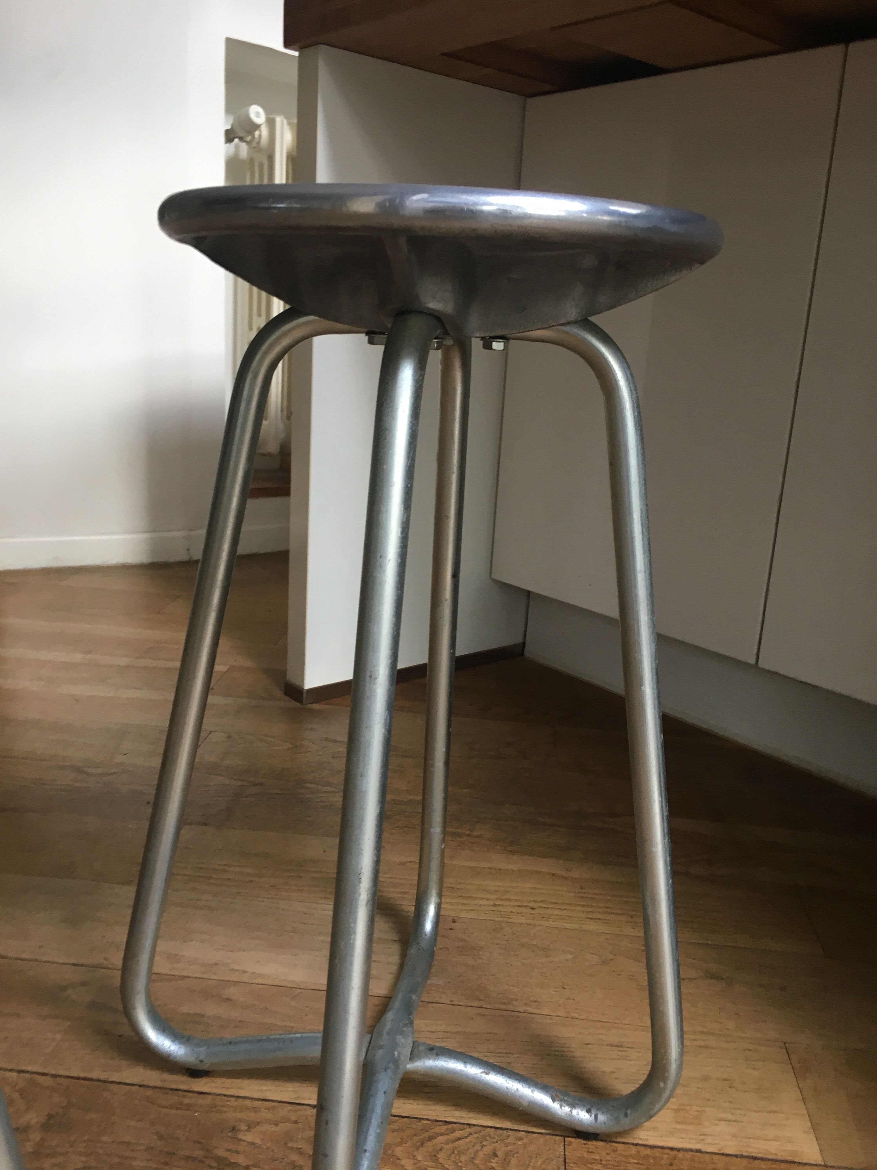 80s aluminium cast iron stool habitat