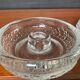 Set of three round thick moulded glass candle holders