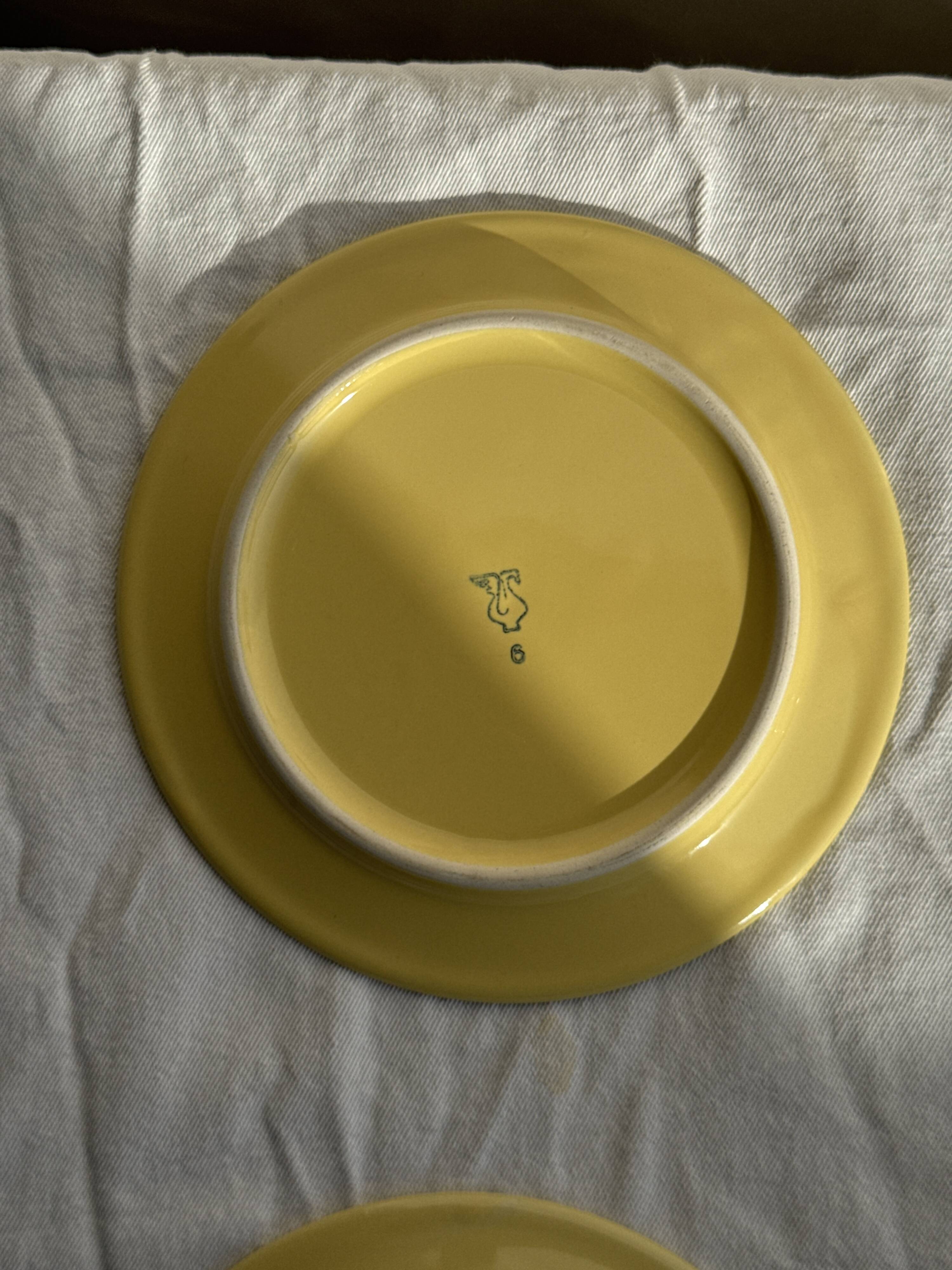 Set of 6 modern yellow dessert plates D19