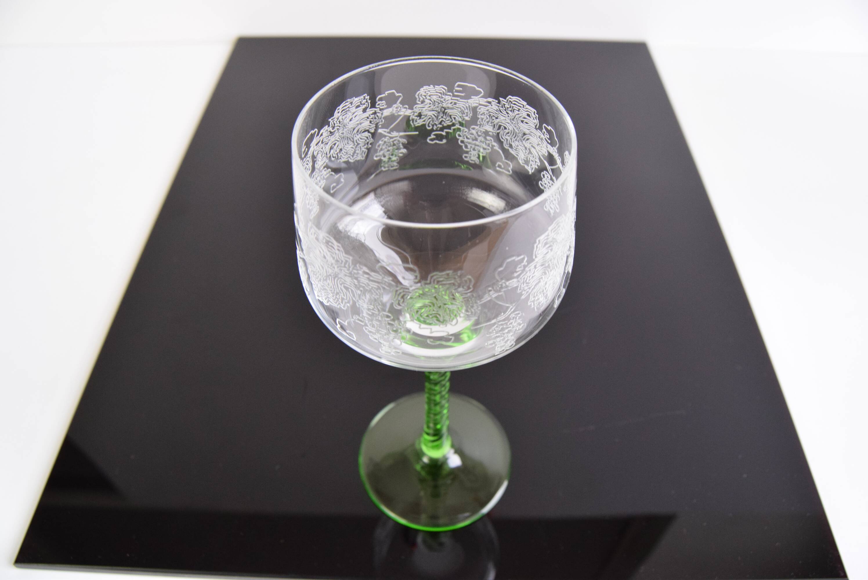 Set of six vintage stemmed glasses, 1960s.