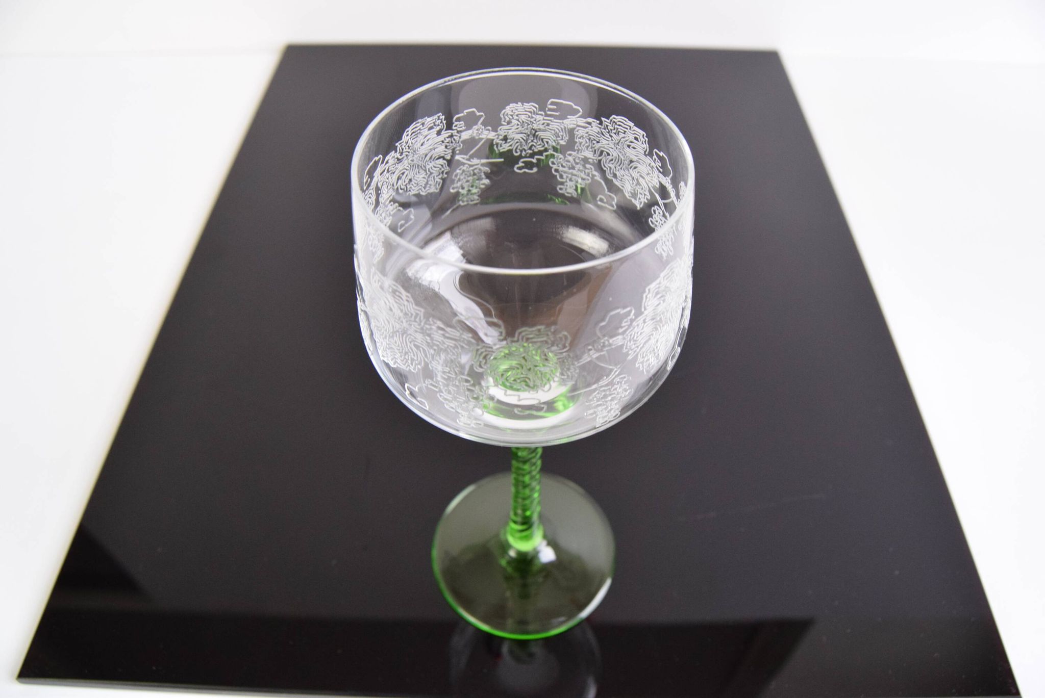 Set of six vintage stemmed glasses, 1960s.