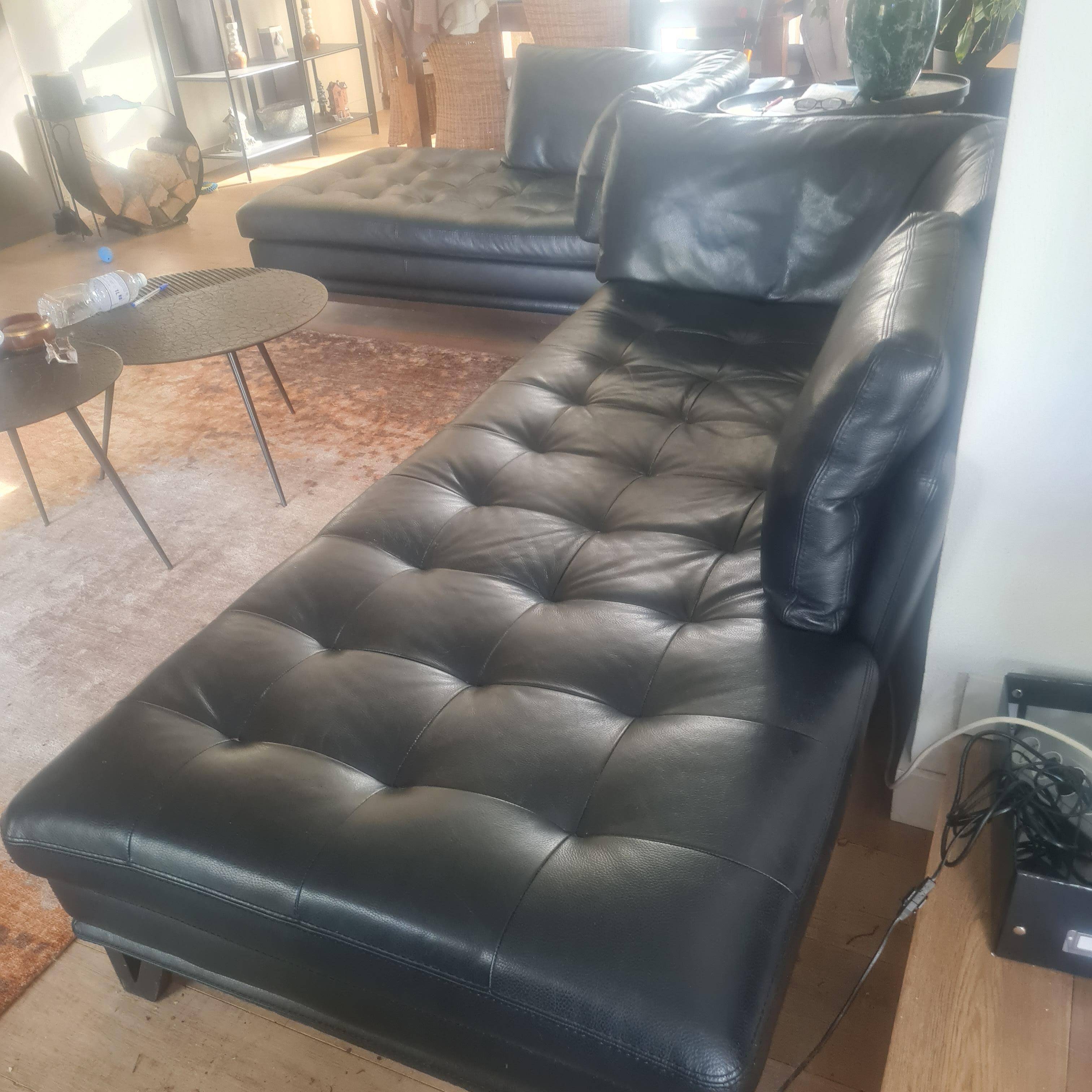 Canapé Roche Bobois cuir noir 3 places 210 cms