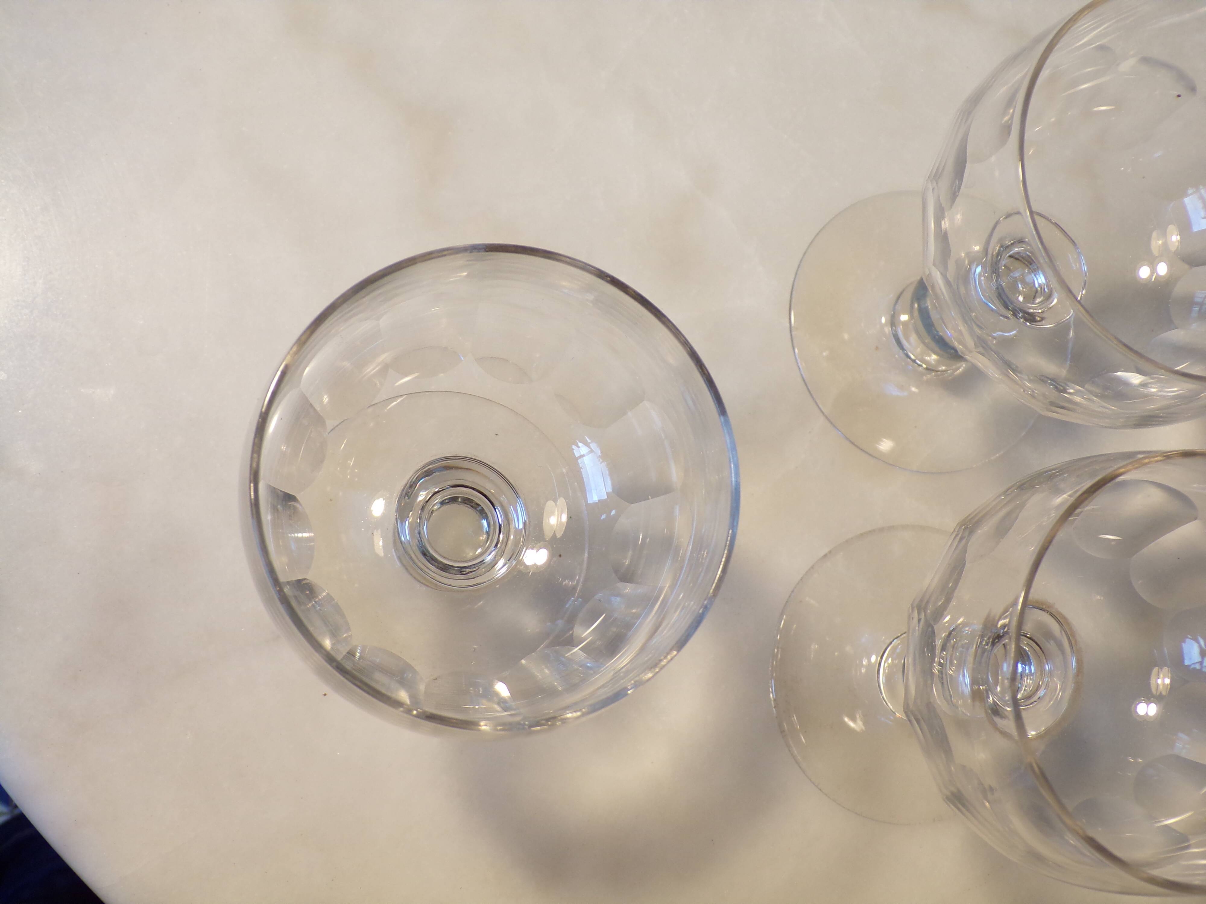 12 faceted crystal stemmed glasses from 1900