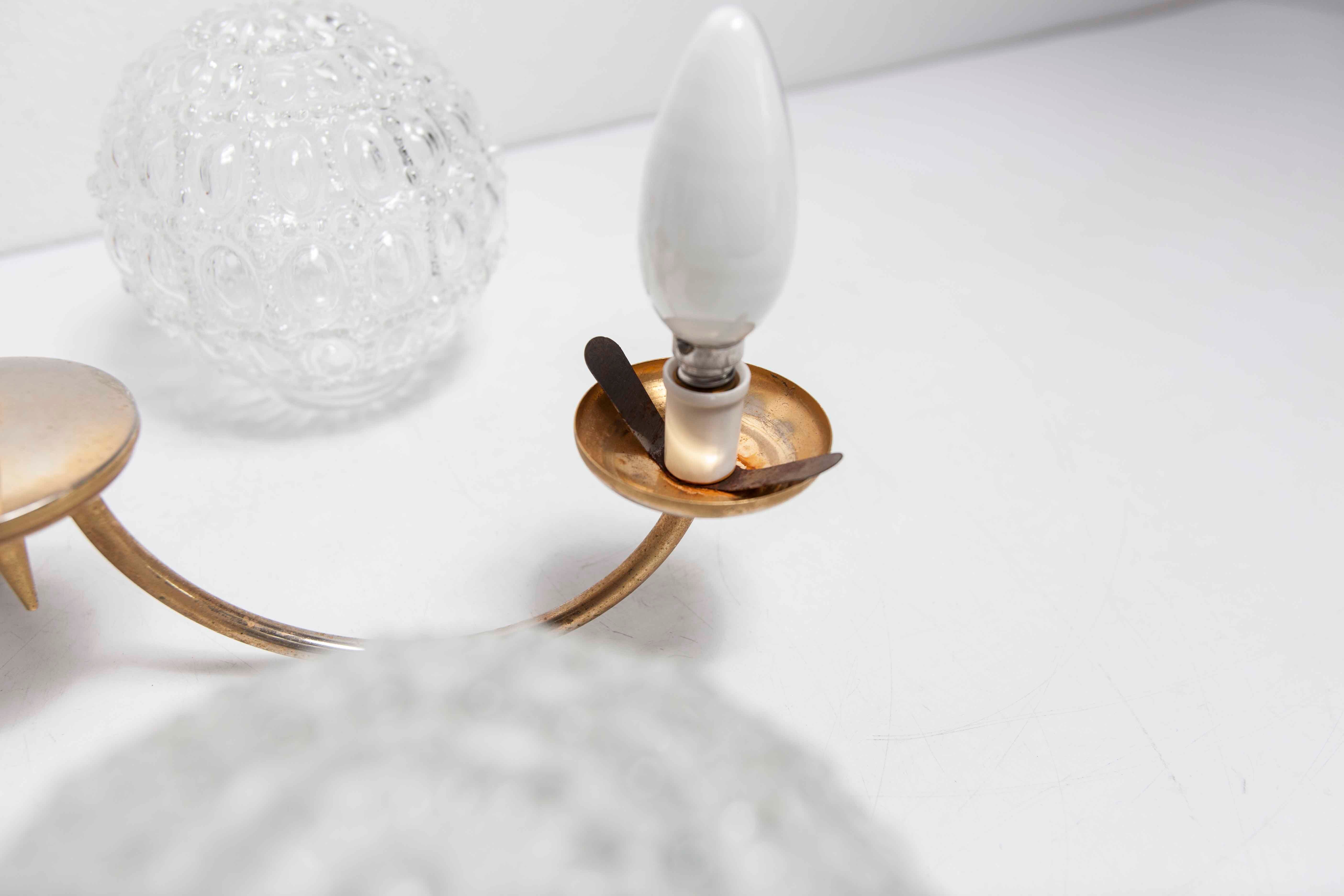 Brass ceiling and glass 3 balls 1960