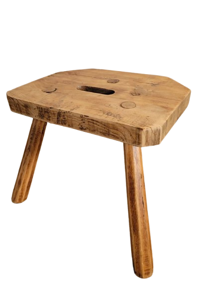 Small brutalist wooden stool