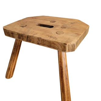 Small brutalist wooden stool