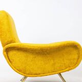 Marco Zanuso pour Artflex. Fauteuils jaune et en laiton doré. Années 1950.