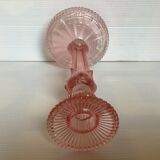 Ancien bougeoir en verre rose style rosaline