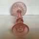Old pink glass candlestick in Rosaline style.