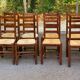 8 solid wood dining chairs with straw seats, farmhouse style
