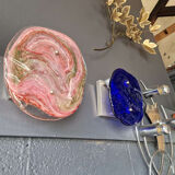 Pink veined blown Murano glass wall light, 1970s