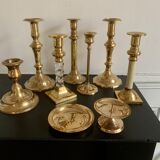 Set of 9 vintage brass candlesticks