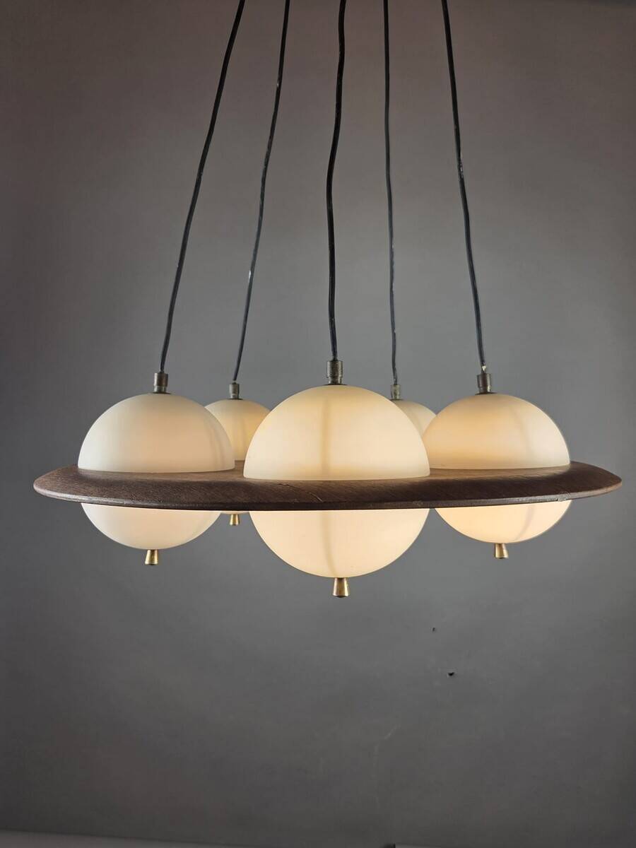 Five-Arm Murano Glass Chandelier With Scrollwork, 20th Century
