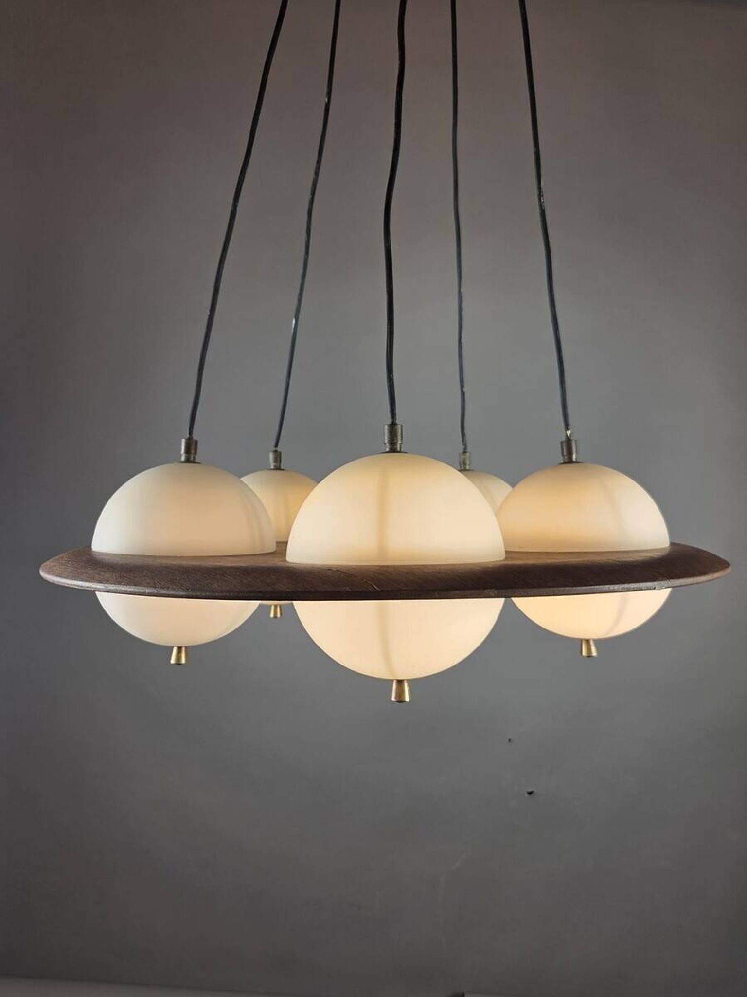 Five-Arm Murano Glass Chandelier With Scrollwork, 20th Century