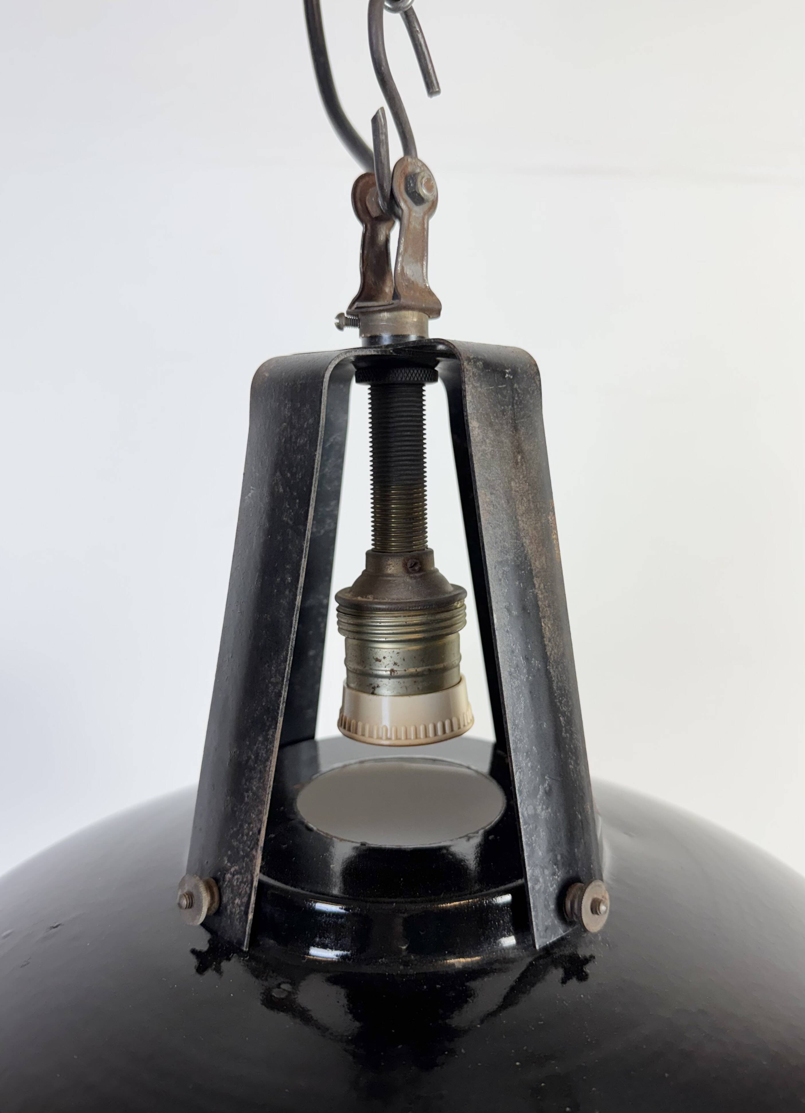 Industrial french black enamel pendant lamp from mazda, 1960s