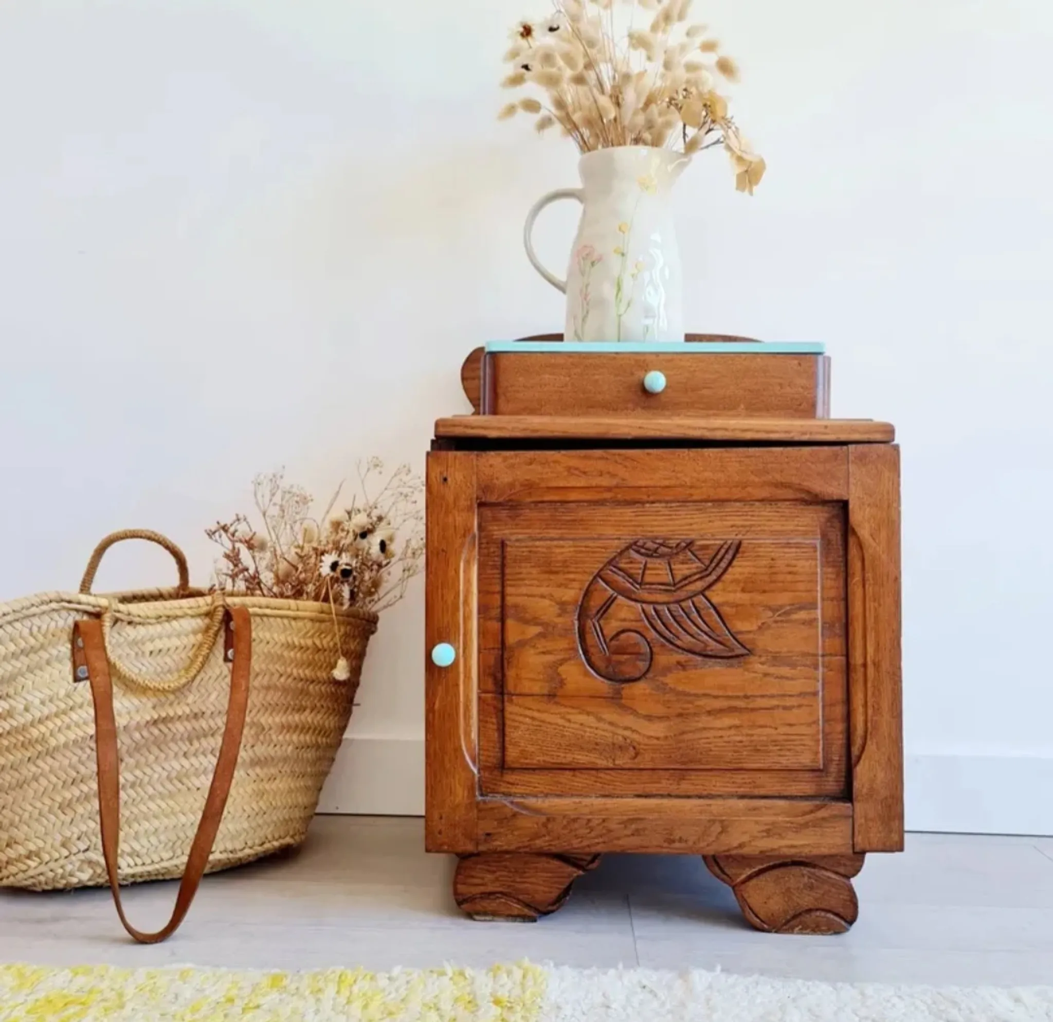 Small bedside table Art Deco wood